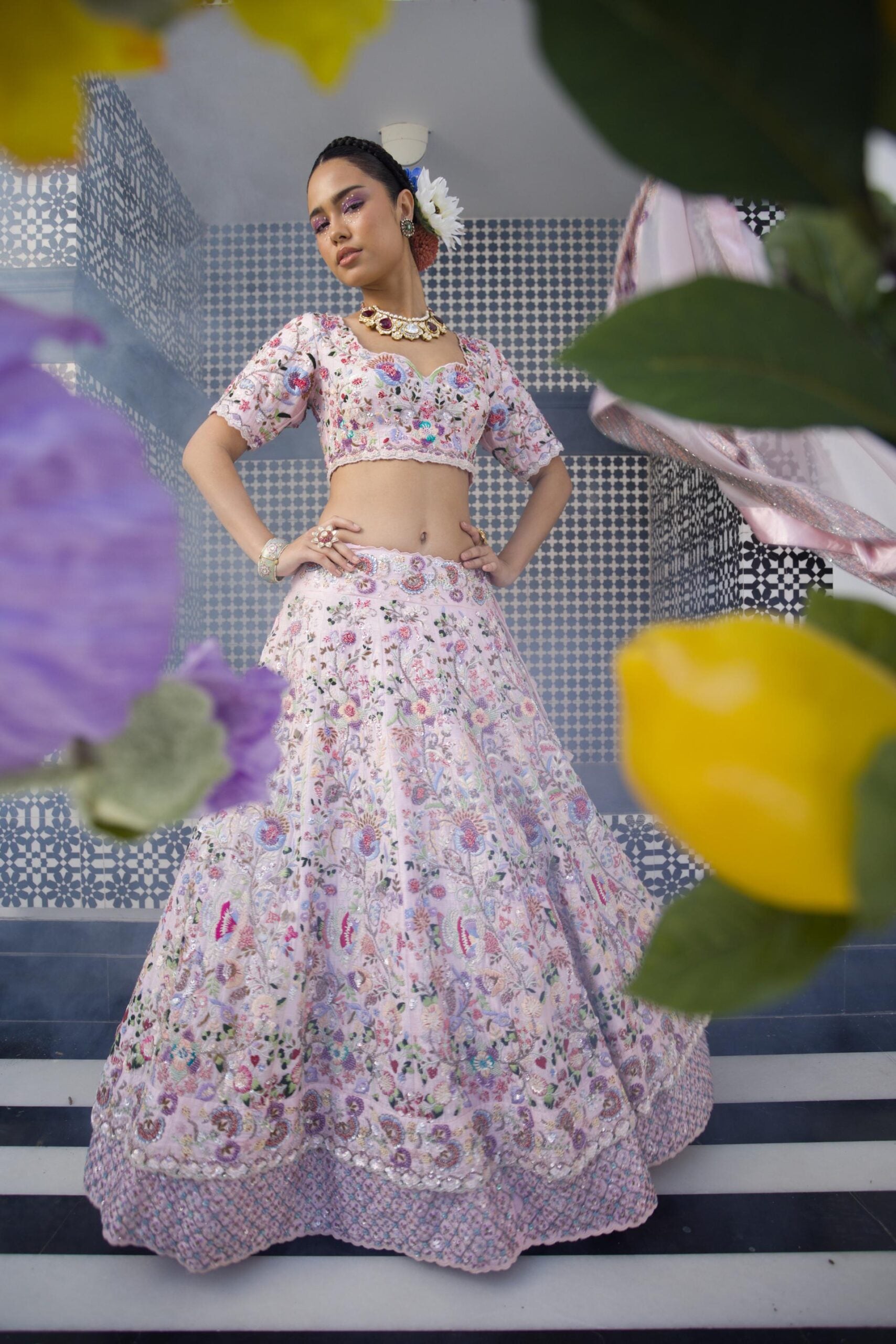 Light Pink Double Layer Lehenga image 1
