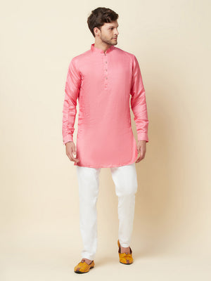 Pink Linen Kurta - M image