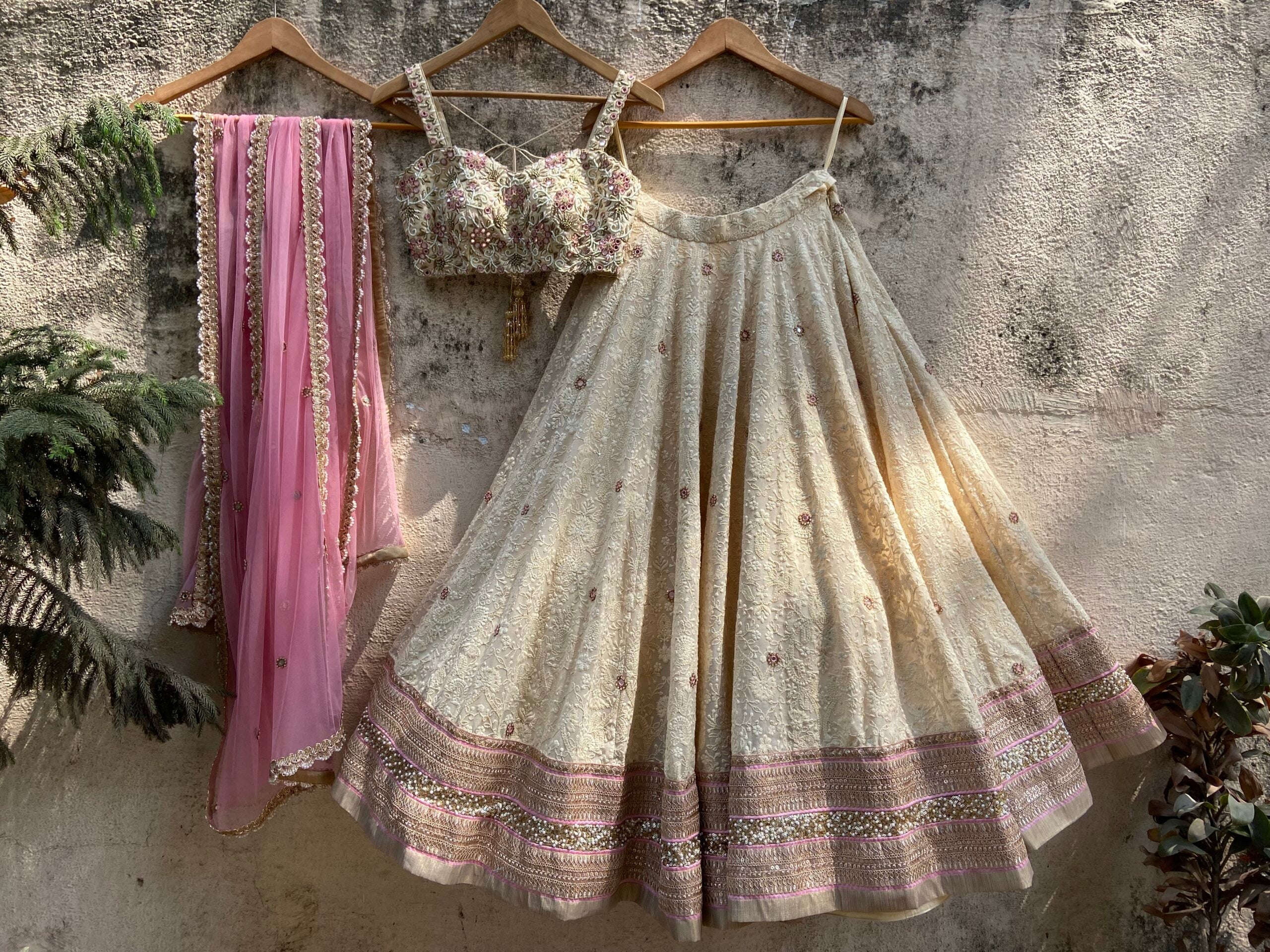 Beige Lucknowi Lehenga Set image 3