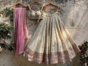 Beige Lucknowi Lehenga Set image 3