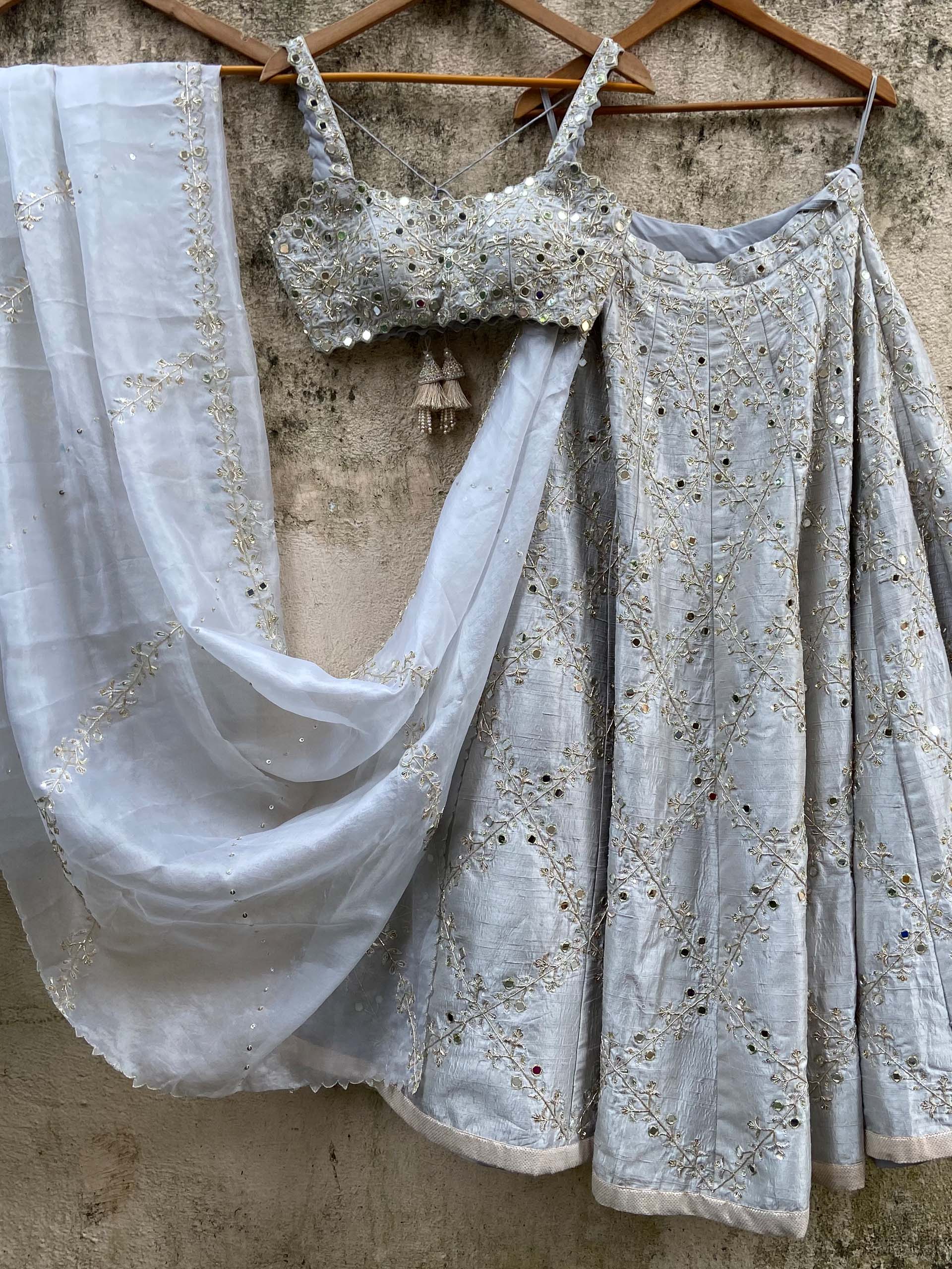 Smokey Grey Bridal Embroidered Lehenga Set image 0