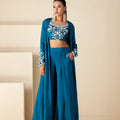 Hand-Embroidered Floral Jacket Pants Set image 0