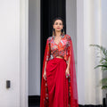 Dawn Highlighted Jacket And Dhoti Skirt Set And Highlighted Applique Cape image 0