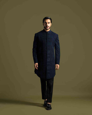 Blue Achkan Set - Custom image