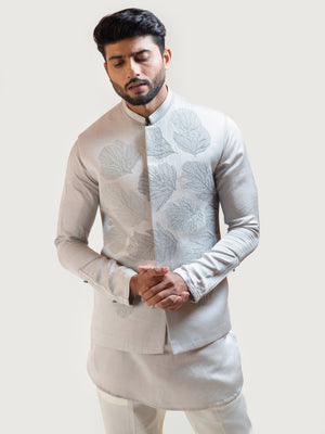 Gray Maple Leaf Nehru Jacket image 1