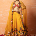 Yellow Floral 3D Lehenga Set image 0