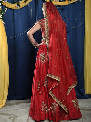 Red Bridal Lehenga Set image 7