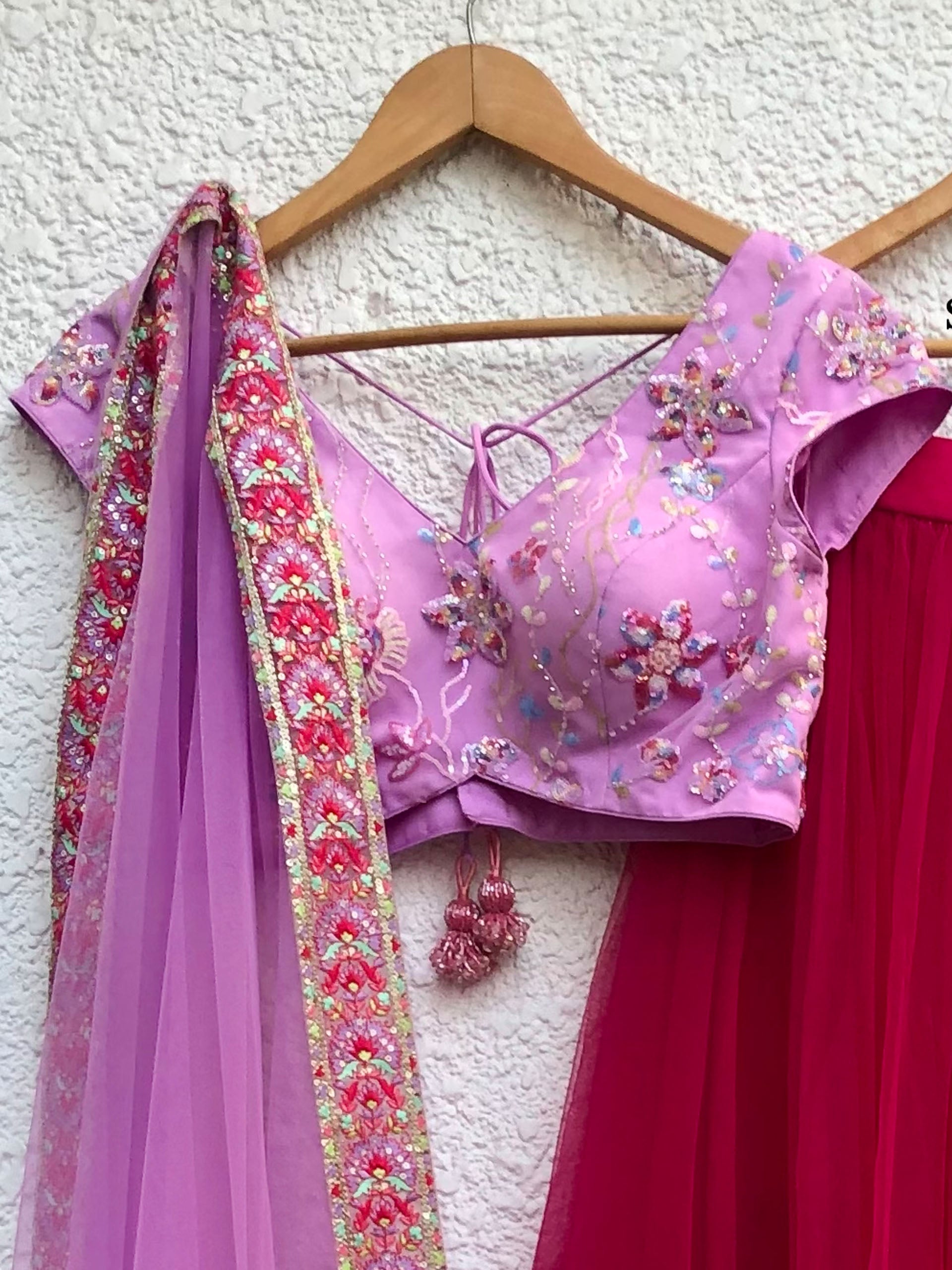Purple Multi Sequins Lehenga Set image 1