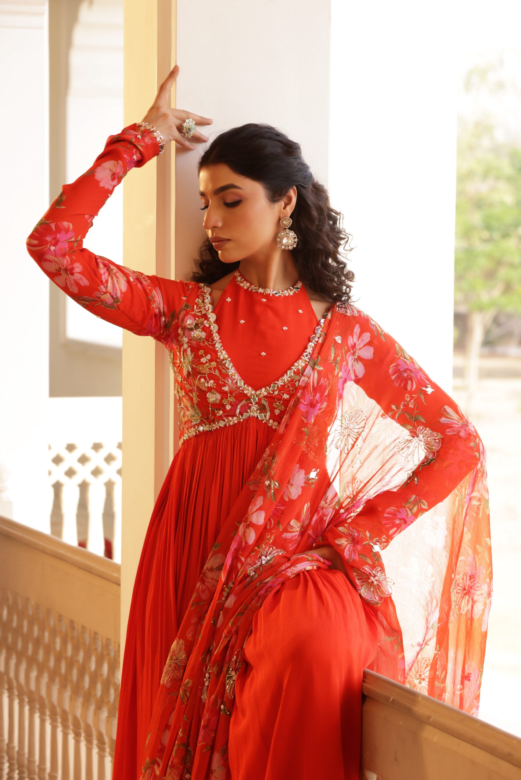 Georgette Crepe Double Neck Anarkali image 18