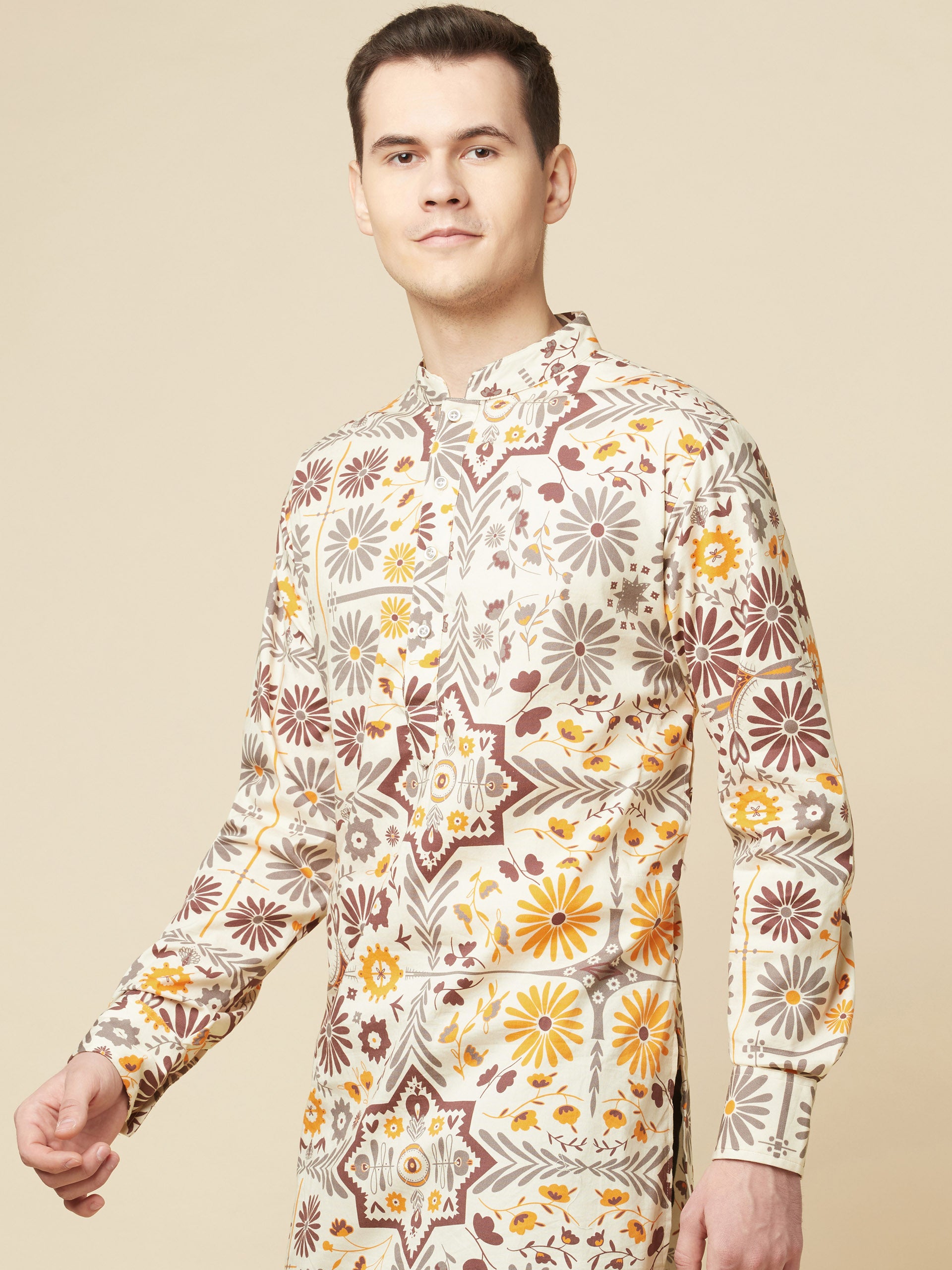 Beige Garden Kurta Set image 3