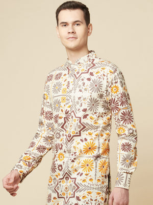 Beige Garden Kurta Set image 3