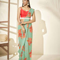 Green Floral Saree image 0