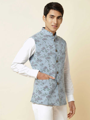 Denim Rose Print Bundi Jacket image 3