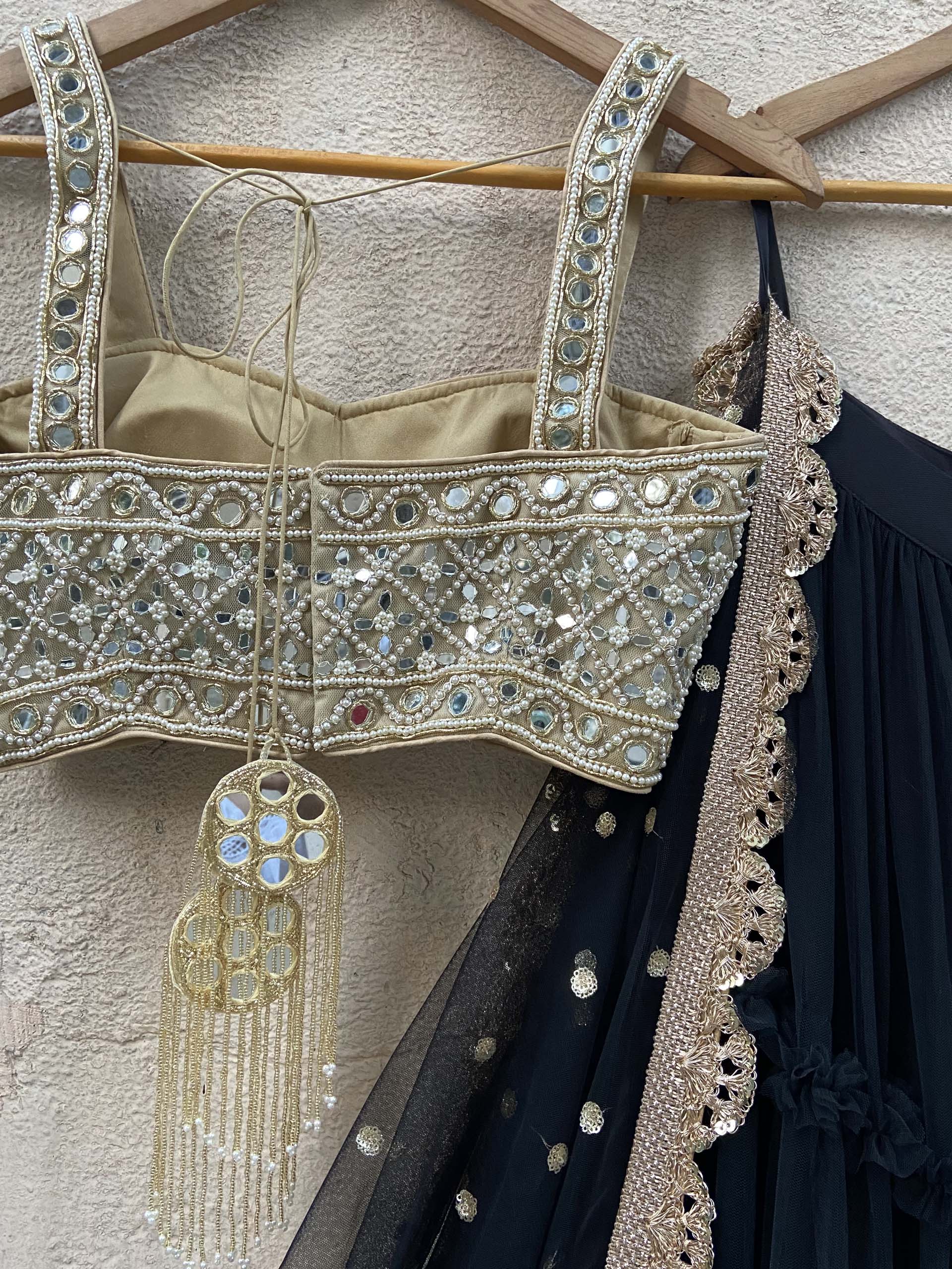 Black Tier Ruffle Lehenga With Bustier image 2