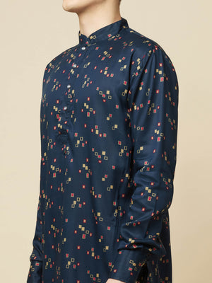 Teal Blue Printed Kurta image 7