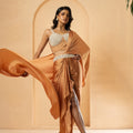 Golden Pearl Embellished Drape Saree image 0