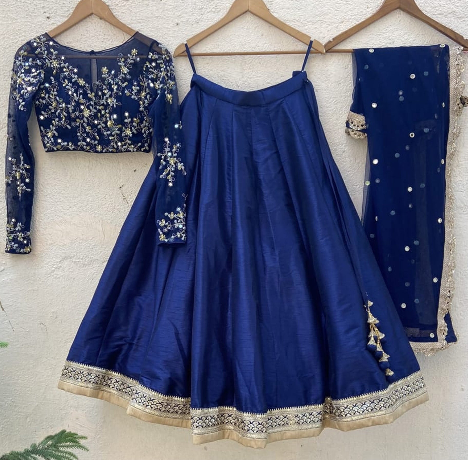 Midnight Blue Mirror Lehenga Set image 0