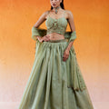 Pista Green Embroidered Lehenga Set image 0