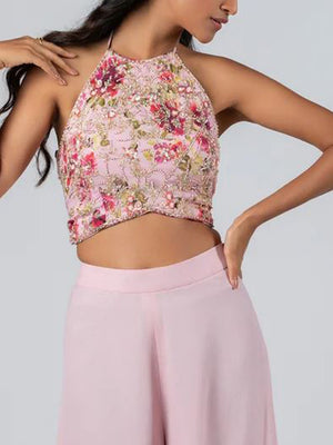 Light Pink Flared Pant Set image 1