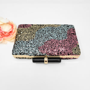 Multi-Color Sequins Embroidered Clutch image 1