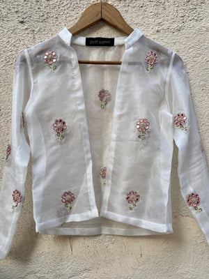 Ivory Raw Silk Lehenga with Jacket image 4