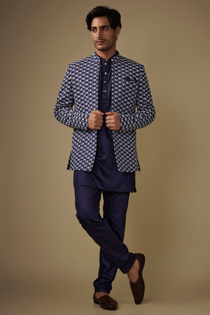 Blue Thread Work Indo Western Set - XL image