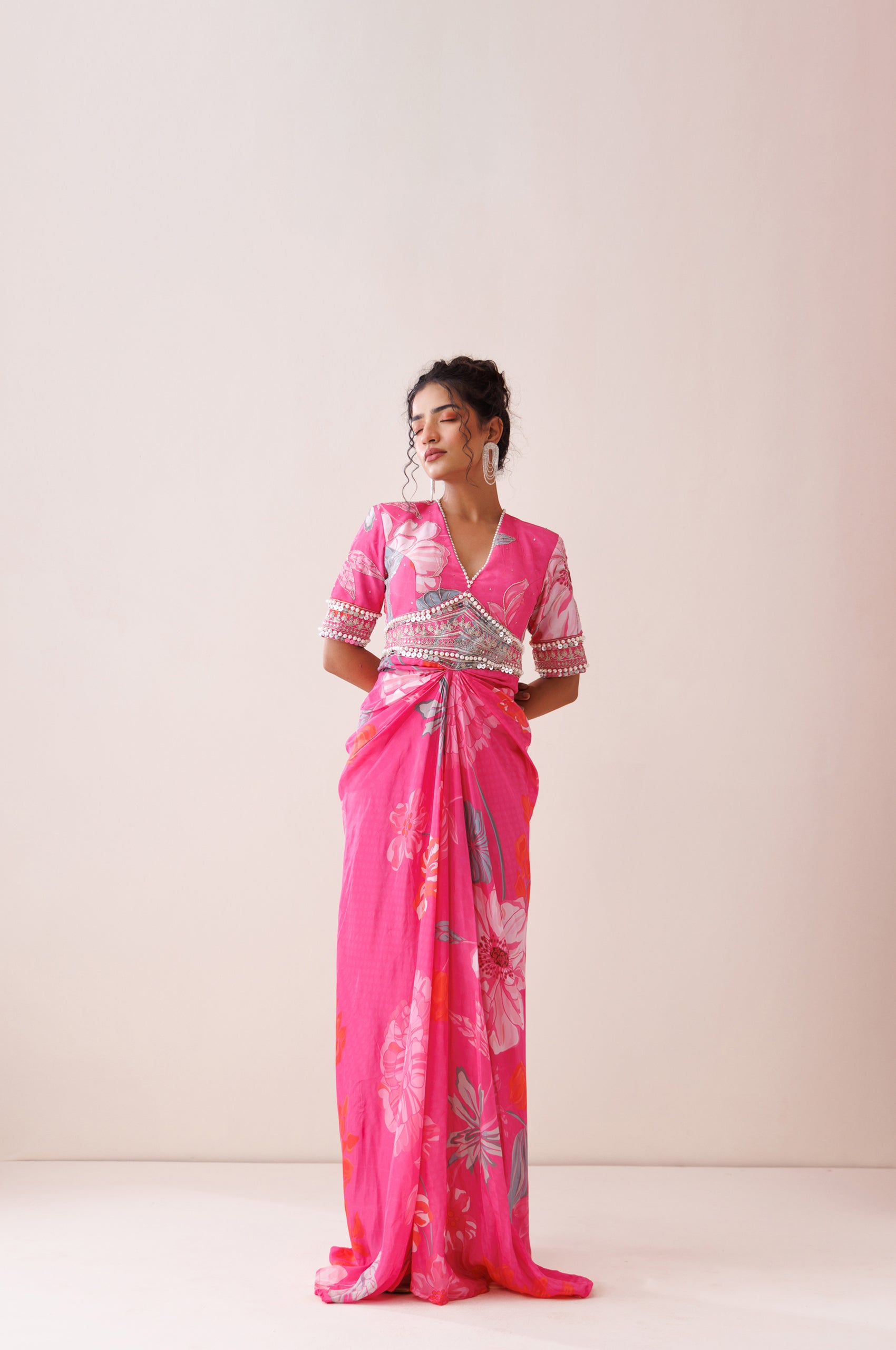 Pink Bold Shoulder Dress - Custom image