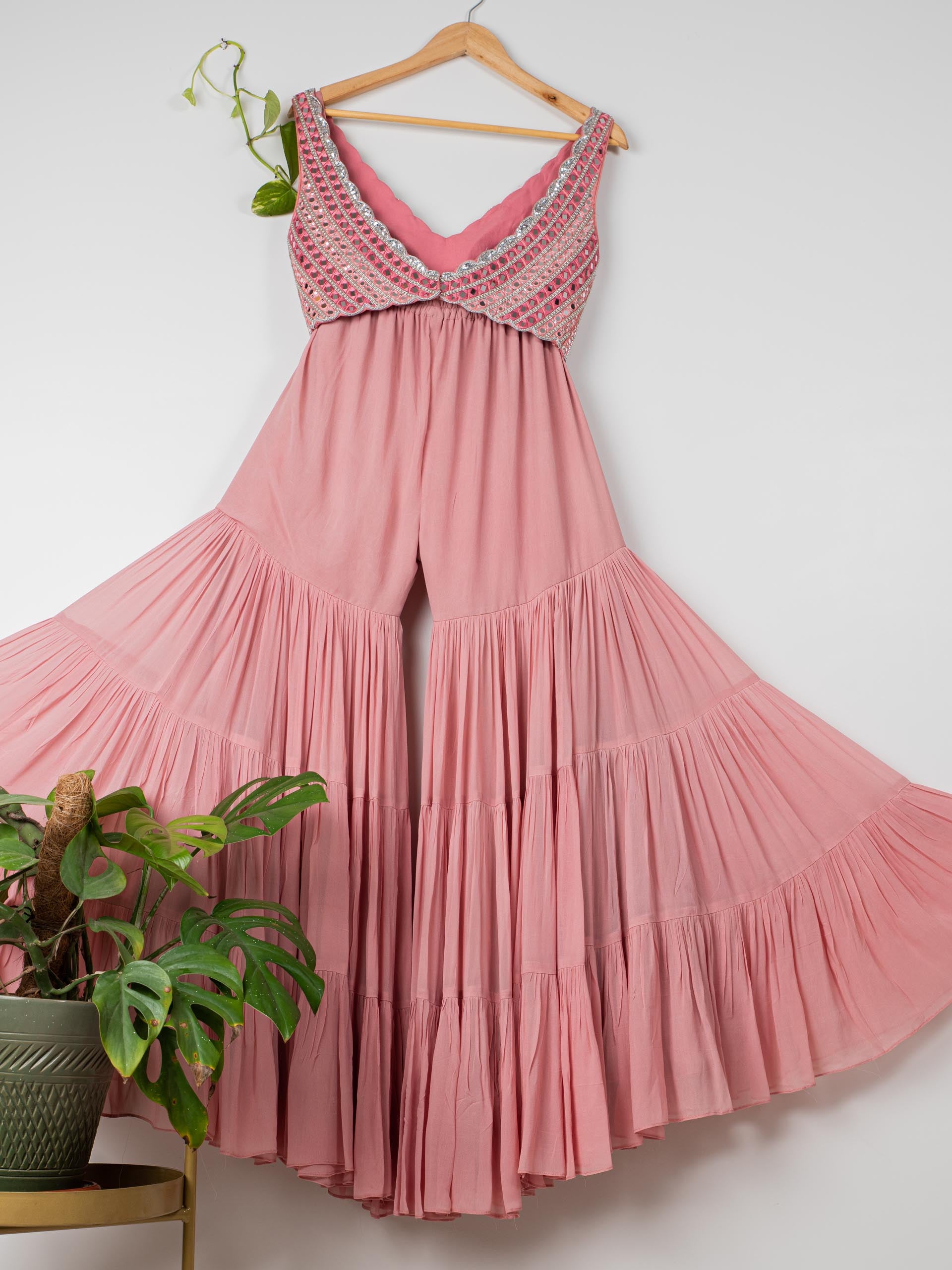 Dusty Pink Layered Mirror Sharara Set image 3