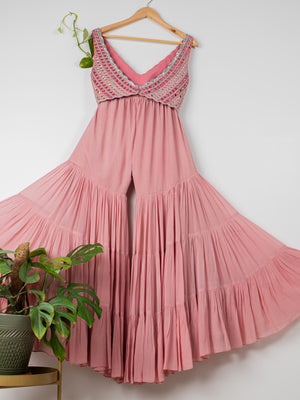 Dusty Pink Layered Mirror Sharara Set image 3
