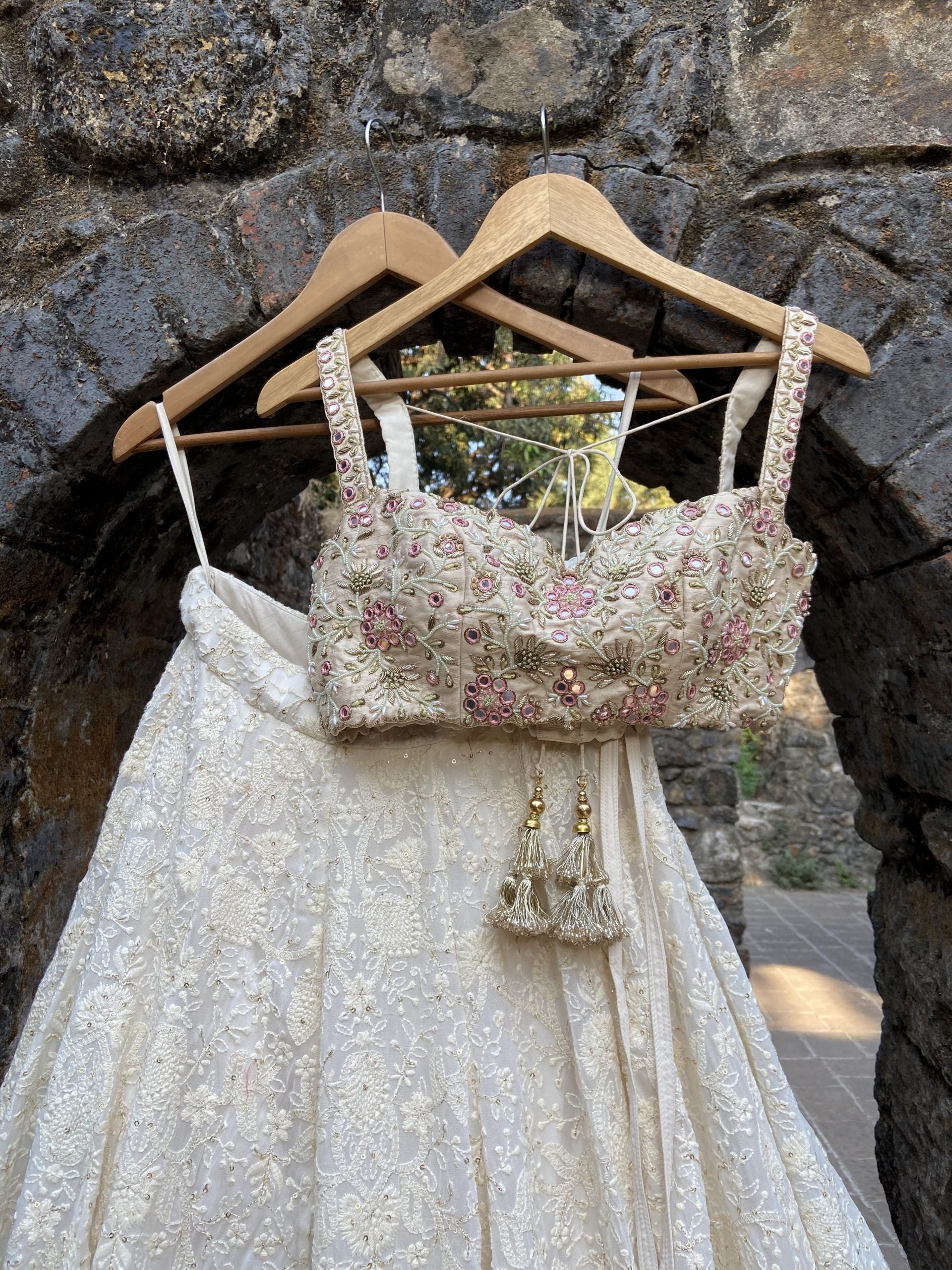 Ivory Lucknowi Lehenga Set image 1