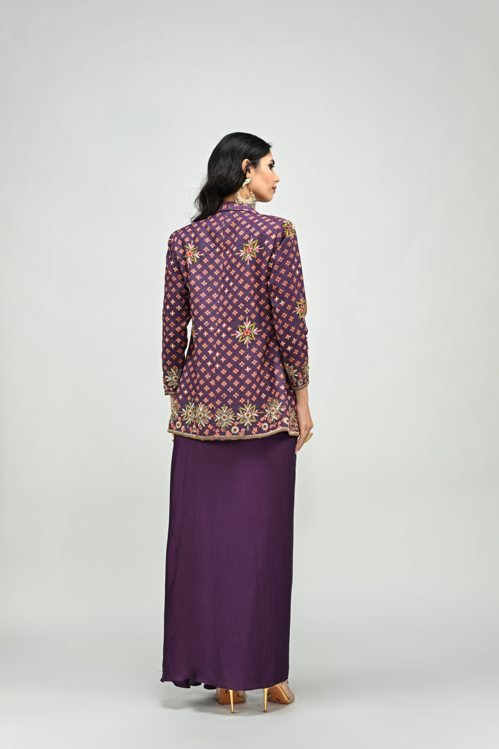 Plum Badla Blazer Dhoti Set image 1