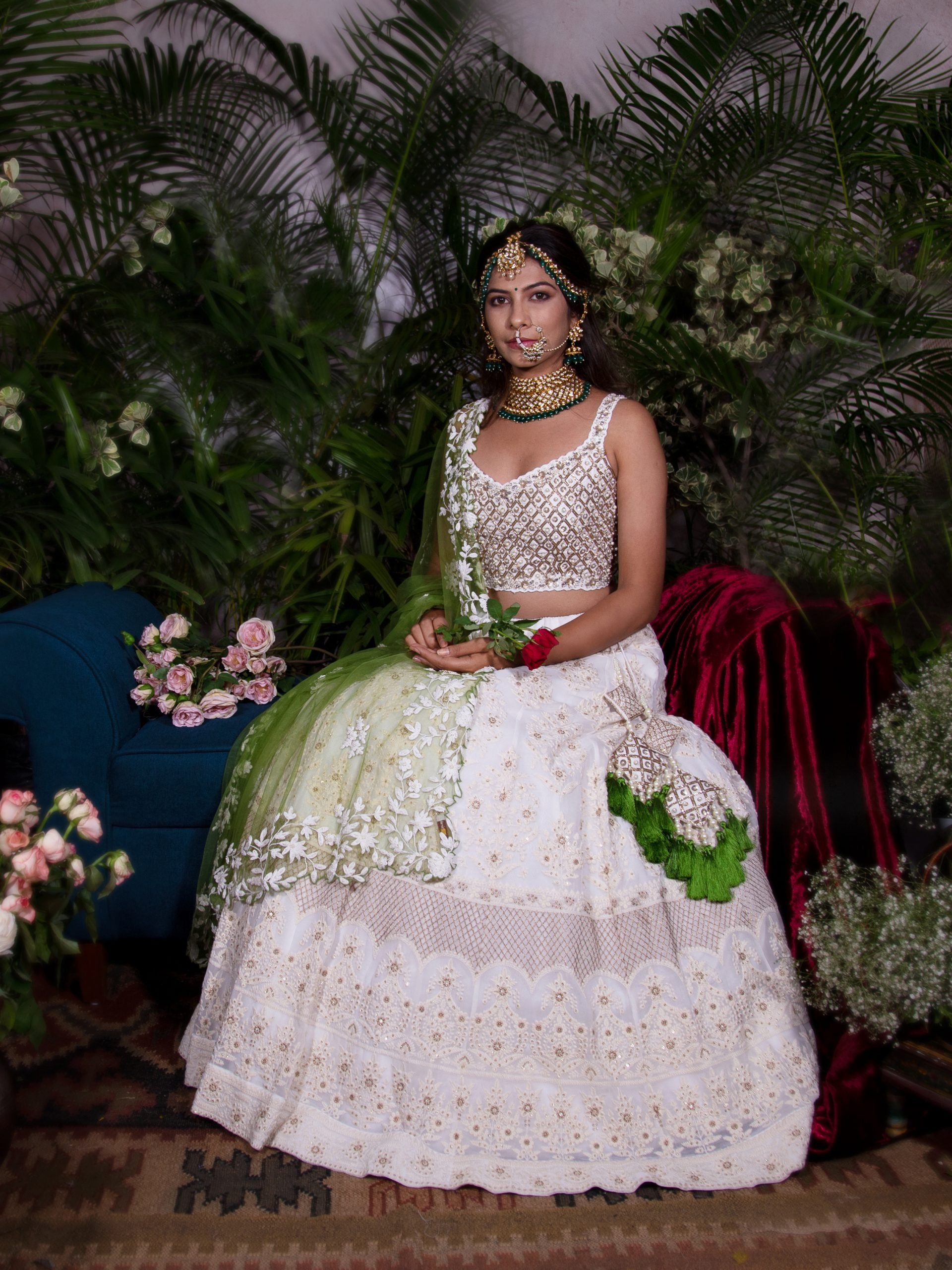 Ivory Chikankari Lehenga image 0
