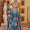 Floral Print Box Pleat Lehenga image 0