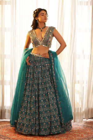 Embroidered Chiffon Lehenga image 23