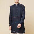 Navy Blue Printed Kurta image 0
