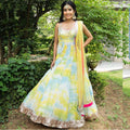 Blue and Yellow Tie Dye Anarkali image 0