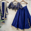 Navy Blue Embroidered Lehenga Set image 0