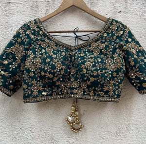 Green Sharmily Embroidered Lehenga Set image 5