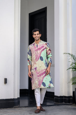 Eden Highlighted Kurta Paidawn With White Pants image 1