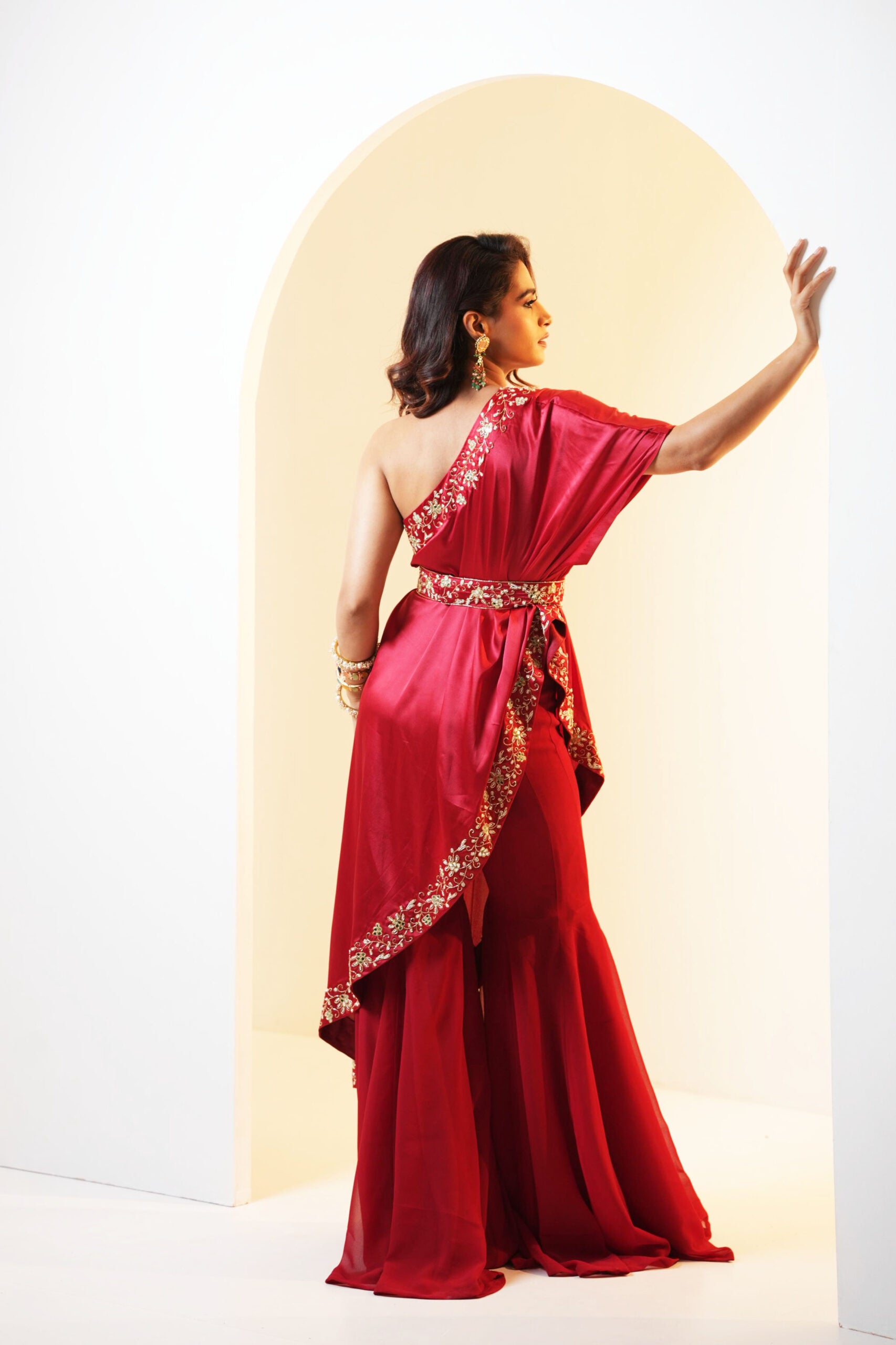 Seher Drape Cape and Flared Pants Set image 11