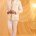 Cream Embroidered Indowestern Set image 0