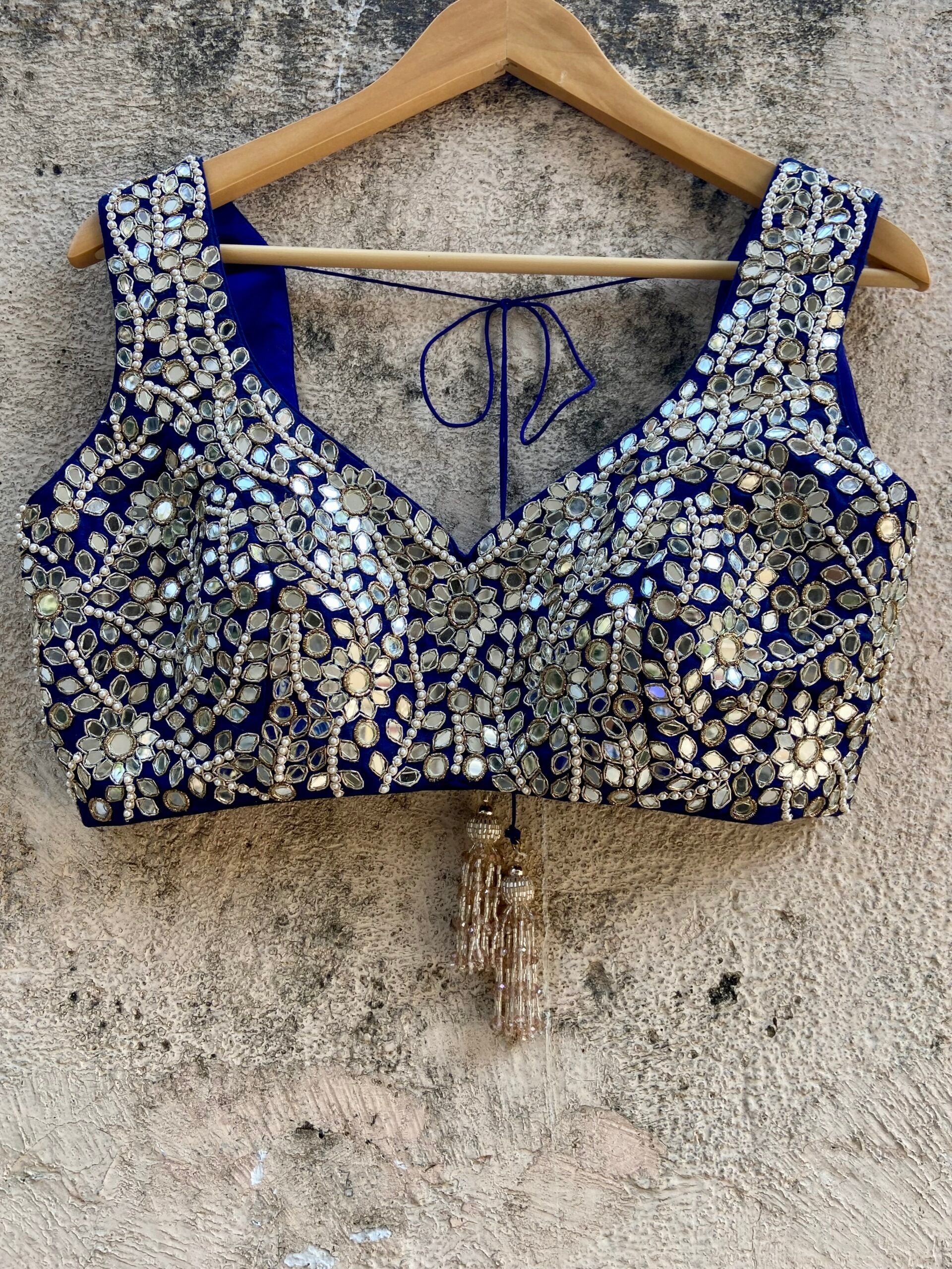 Indigo Blue and Ivory Ruffle Lehenga Set image 5