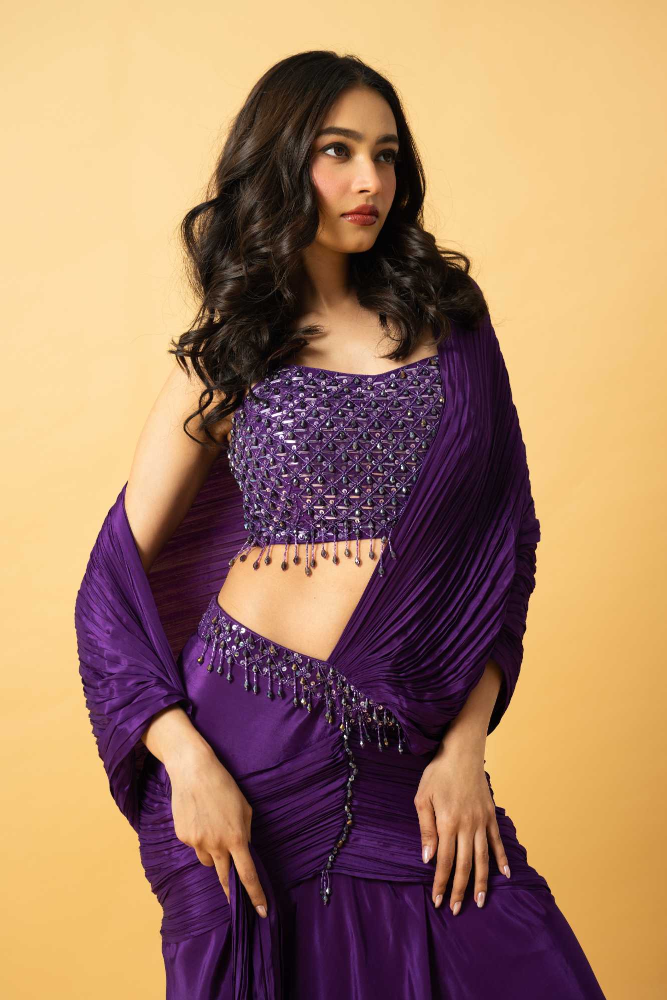 Violet Crepe Saree image 5
