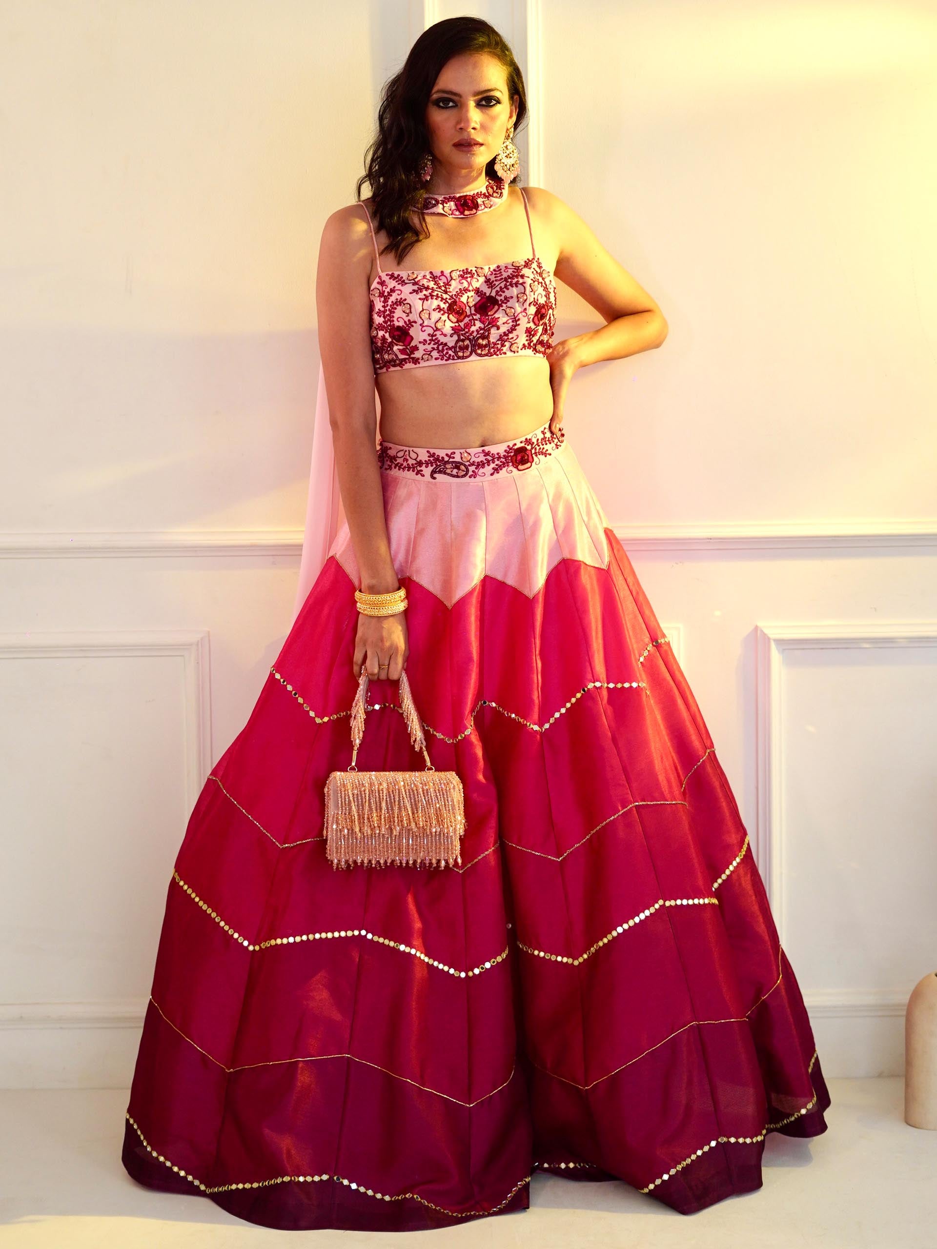 Poppy Pink Ombre Celeste Lehenga Set image 0