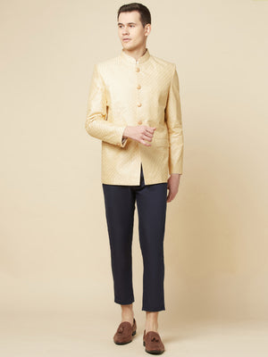 Nude Jacquard Jodhpuri Jacket image 1