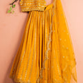 Fire Yellow Mirror Lehenga Set image 0