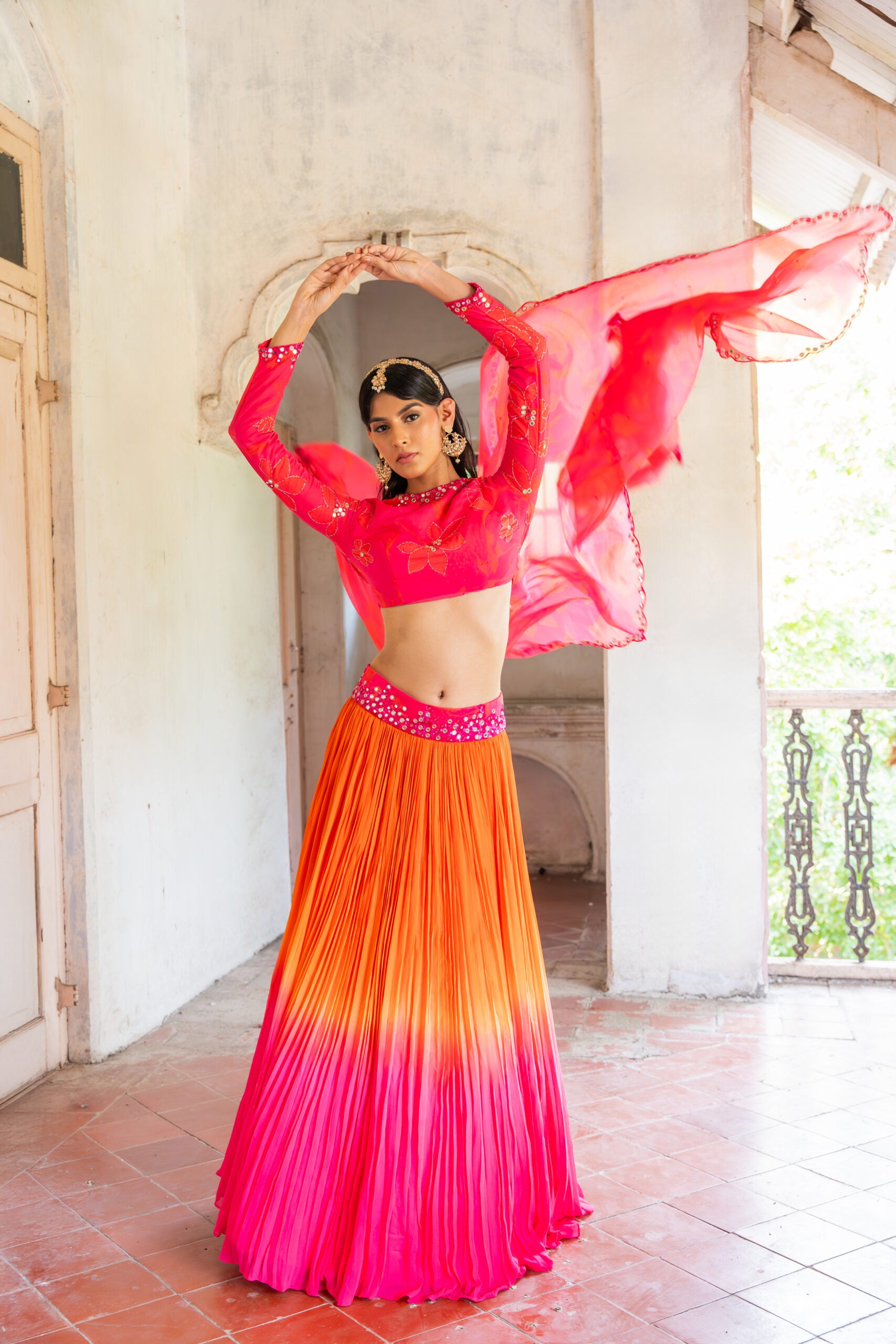 Coral Sunset Lehenga image 2