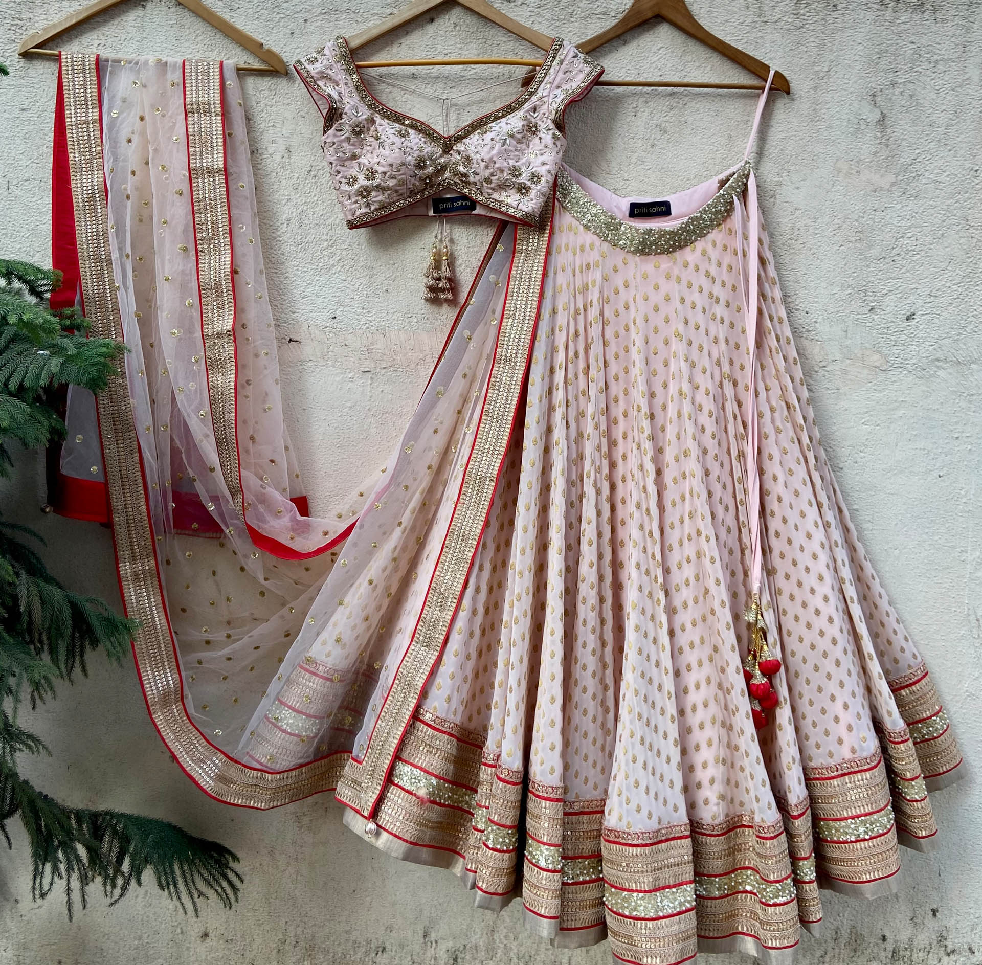 Powder Pink Sharmily Lehenga Set image 0