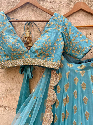 Turkish Blue Lehenga Set image 1