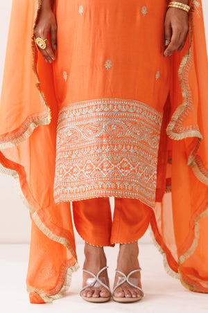 Orange Square Neck Kurta Set image 6